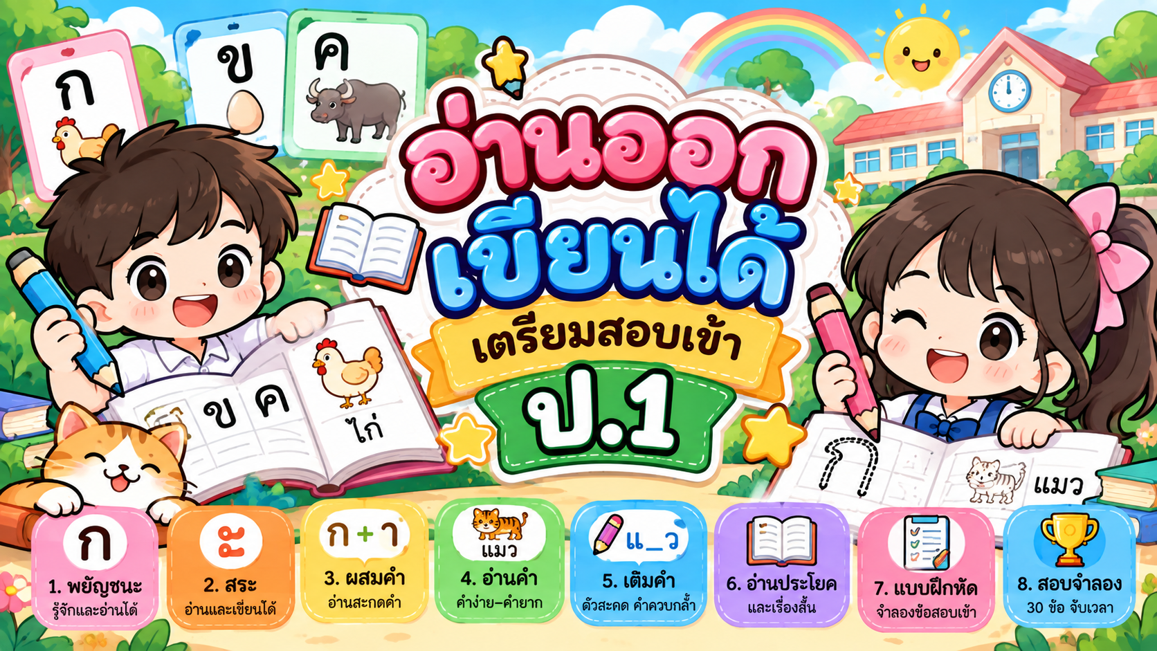 ตัวอย่าง Mini App อ่านออก เขียนได้ เตรียมสอบเข้า ป1