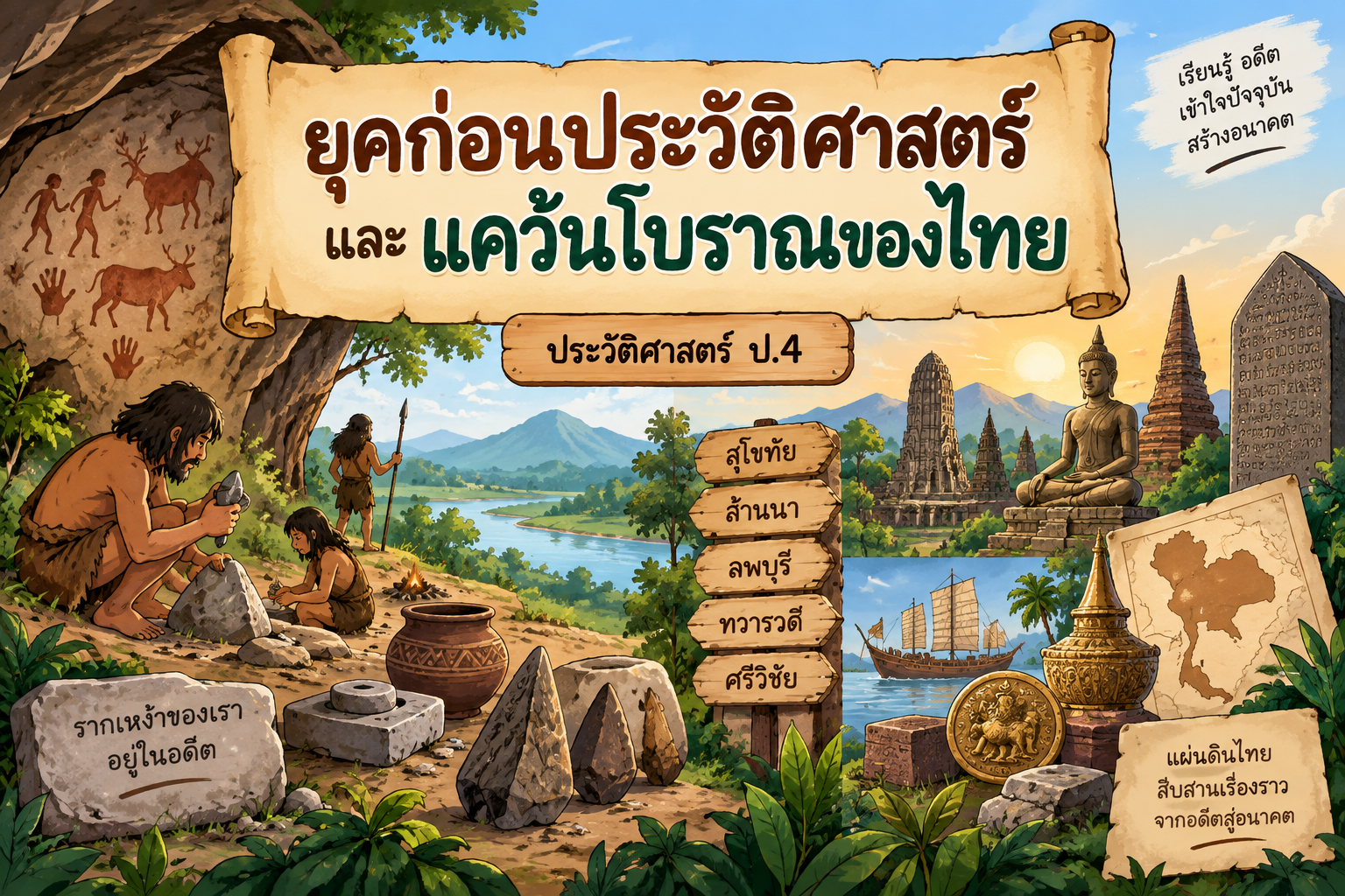 ตัวอย่าง Mini App ยุคก่อนประวัติศาสตร์ และแคว้นโบราณของไทย