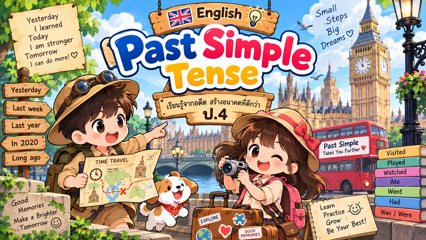 ตัวอย่าง Mini App Past simple tense comprehensive exercise