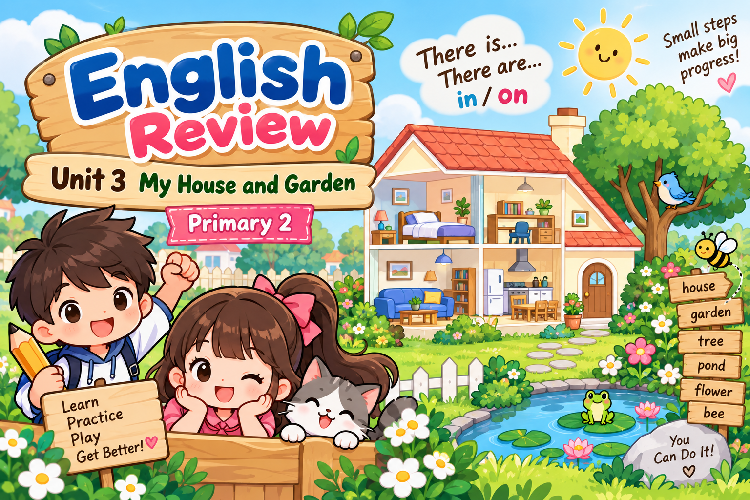 ตัวอย่าง Mini App My house and garden (There is , There are)