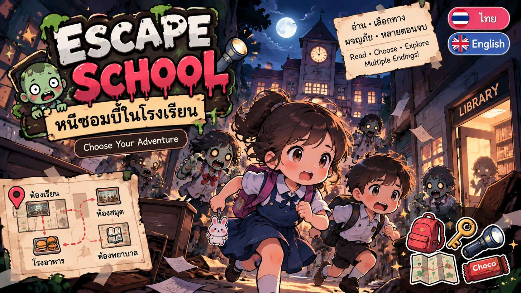 ตัวอย่าง Mini App พจญภัยตามใจเลือก ตอน ซอมบี้บุก!