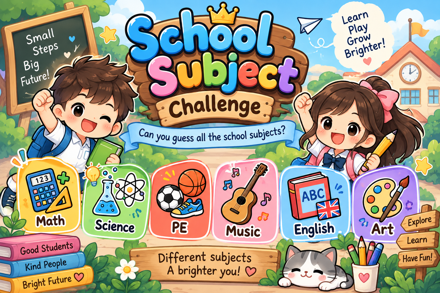 ตัวอย่าง Mini App School Subject วิชาต่างๆในภาษาอังกฤษ