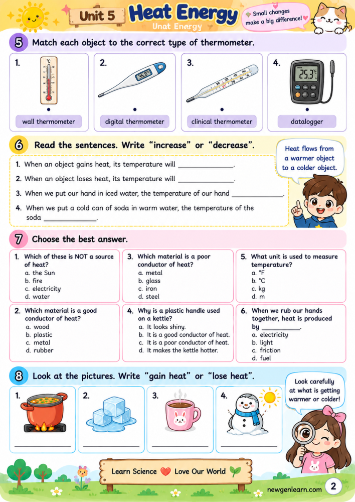 ตัวอย่างใบงาน Heat and temperature