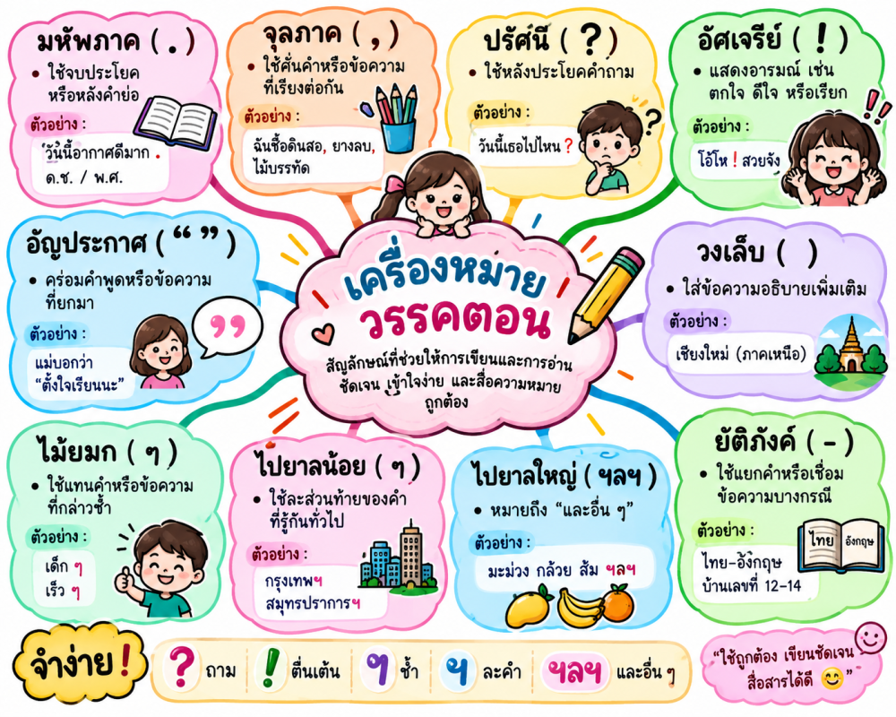 ตัวอย่างใบงาน Mindmap เครื่องฟมายวรรคตอน