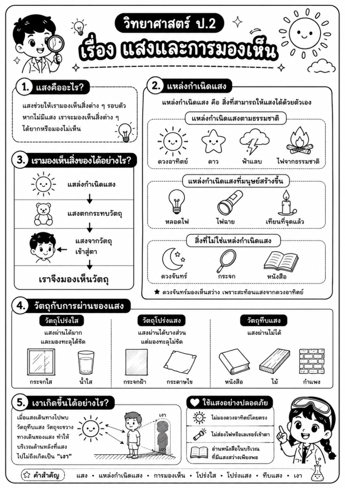 ตัวอย่างใบงาน แสงและการมองเห็น