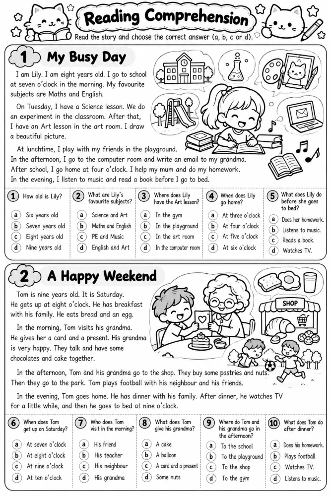 ตัวอย่างใบงาน Reading test